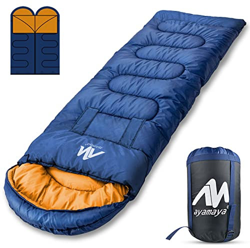 Schlafsack Outdoor Deckenschlafsack Koppelbar, 5-15 Grad Schlafsäcke Breit Kleines Packmaß 3 Jahreszeiten Wasserdichter Schlafsack 220x80 cm Erwachsene für Wandern Trekking Angeln Camping und Reisen