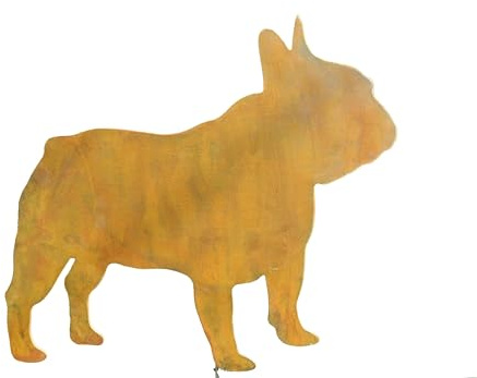 D&L Lasertec Edelrost Gartenstecker Französische Bulldogge mit Stab