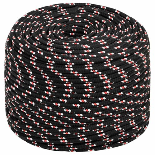 vidaXL Bootsseil Ankerleine Festmacher Tauwerk PP Leine Seil Tau Polypropylenseil Geflochten Flechtleine Schwarz 10mm 500m Polypropylen