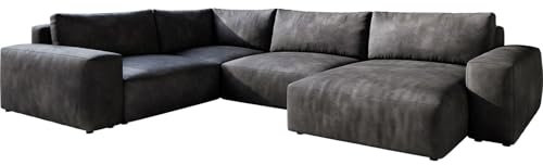 DeLife Canapé-lit Lanzo L Imitation Cuir Vintage Anthracite 330x230 cm Recamière Variable