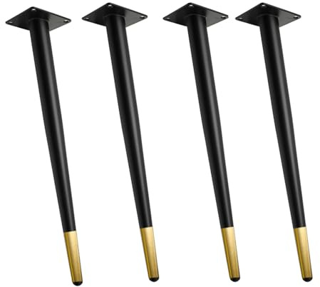 MZZHEDIE 4 Stück Möbelfüße,Konisch Schräg Möbelbeine,Stützfüße aus Metall,Kippen Tischbeine,DIY Ersatz für TV-Schrank Bett Sofa Badschrank Stuhl,Schwarzes Gold (25cm/9.8in)