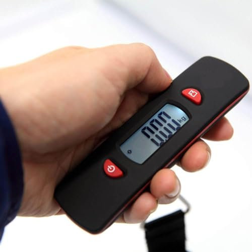 Mini balance électronique portable 50 kg/110 lb pour bagages d'aviation avec chargement USB, balance portable avec affichage rétroéclairé (couleur : rouge) (rouge)