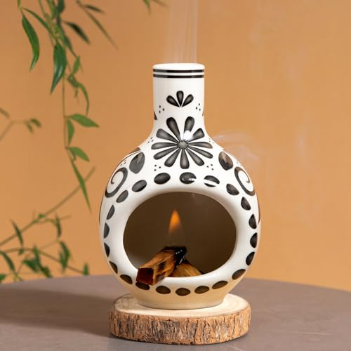 MOUGIGI Handcrafted Palo Santo Holder Ceramic Incense Burner - Compact Size for Meditation Space - Burn Palo Santo Sticks and Cones Safely - Sage Aromatherapy Decor