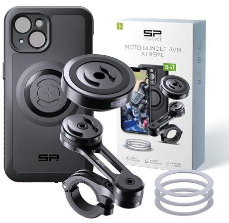 SP CONNECT Moto Bundle II AVM Xtreme | SPC+ | Halterung kompatibel mit iPhone 15 | Handyhalterung für Motorrad | Handyhalter Smartphone | Zubehör vibrationsgedämpft für Motorroller Moped