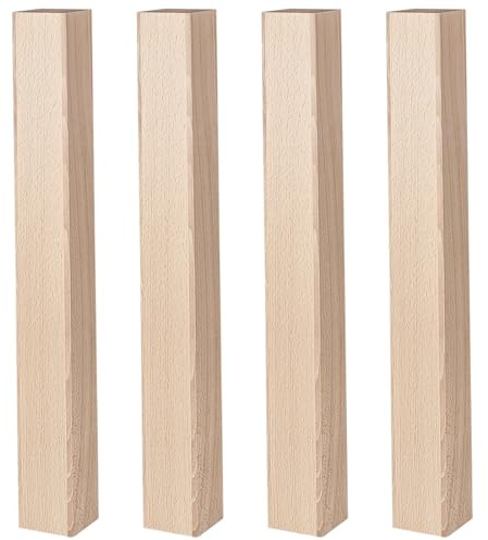 STOLMET Tischbeine Möbelfüße Füße Für Möbel Tischfüße 4 Stück 72 cm Moderner Stil Buchenholz Unlackiert Tisch