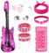 9Pcs Rock Star Punk Gothic Costume Set, Rocker Fancy Dress Accessories for Men Women with Bandana Retro Sunglasses Inflatable Guitar Rings Mask for 70s 80s Disco Theme Party Halloween (Rose)