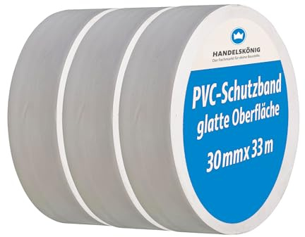 3x Handelskönig PVC-Schutzband weiß 30 mm x 33 m glatt Klebeband Putzerband Putzband