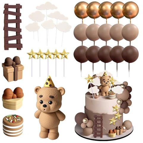 wlsvega 31 Piezas Decoracion Tarta - DecoracióN Tarta Baby Shower - DecoracióN de Pastel de Oso - Ositos de Peluche Para Fiestas de CumpleañOs Baby Shower