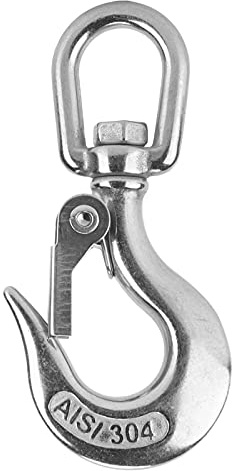 Ganno de levantamiento de ojos giratorios de acero inoxidable | 304 oxidación de grado Gancho seguro protegido | 360 ° giratorio para grúas/carga de puerto/maquinaria forestal (150KG)