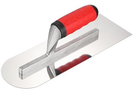QUARKZMAN Llana Redonda Para Drywall 12 X 4, Llana De Acero Inoxidable 402 Para Acabado De Concreto Con Empuñadura De TPE, Para Cemento Y Concreto, Color Plateado