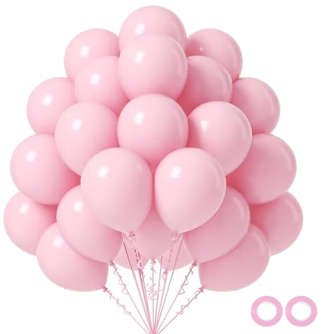Luftballons Rosa, 100 Stück 30 cm / 12 zoll Helium Ballons, Rosa Latex Luftballon mit 2 Ballons Rollen Band für Geburtstag, Hochzeit, Babyparty, Halloween, Weihnachten Party Deko