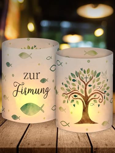 12 portavelas para decoración de mesa, confirmación, para niños, niñas, verdes, confirmación, regalos, para velas de té o velas