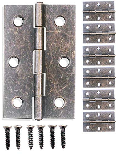 FUXXER 6x Antik-Scharniere, Metall-Scharniere, Antik Bronze Design, 62x40mm, 6er Set