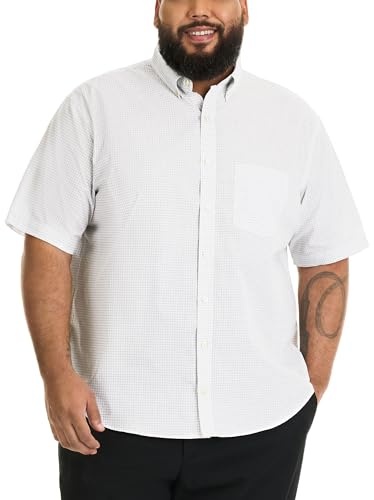 Van Heusen Big and Tall Herrskjorta, skrynkelfri, kortärmad rutig skjorta med knappar