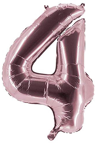 Party Factory XXL Folienballon Zahl 4, Luftballon 100cm, rosé, Geburtstag, Abi, Jubiläum, Party Ballon, Heliumballon, Deko