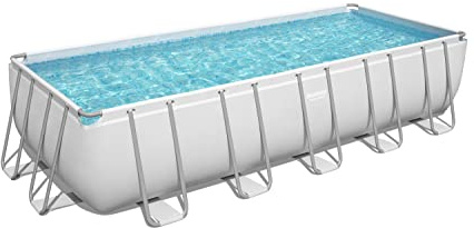 Bestway Power Steel Frame Pool Komplett-Set mit Filterpumpe 640 x 274 x 132 cm , lichtgrau, eckig
