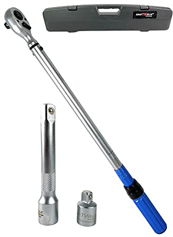 Kraftwelle Llave dinamométrica de 1/2 pulgadas, 60-345 NM, carraca reversible, para automóviles, industrias profesionales