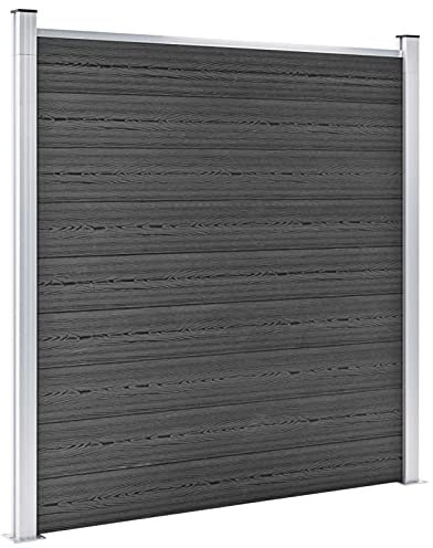 Tidyard Zaunelement WPC Gartenzaun Zaunbretter Sichtschutzzaun Windschutzzaun Sichtschutzwand Lamellenzaun Windschutz Sichtschutz Zaun Element Terrassezaun 180 x 186 cm Schwarz