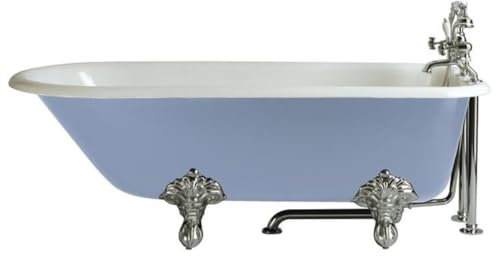 Casa Padrino Luxus Gusseisen Badewanne Hellblau/Weiß 170 cm - Freistehende Badewanne - Barock & Jugendstil Badezimmer Möbel