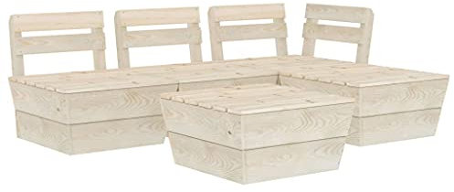 YITHOPI 5-TLG. Palettenmöbel Palettensofa Garten-Paletten-Lounge-Set Imprägniertes Fichtenholz,für Balkon drinnen und draußen,Terrasse, Garten, Balkon, Pool,Mehrere Kombinationen sind verfügbar