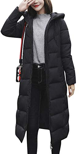 Onsoyours Damen Winterjacke Lange Daunenjacke Warm Parka Jacke mit Fellkapuze Steppjacke Wintermantel Casual Daunenmantel A Schwarz M