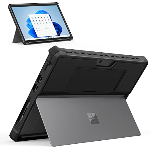 MoKo Funda Compatible con 13 Microsoft Surface Pro 8 2021, Negro | Protección Funda para Surface Pro 8 Resistente, correa de mano, Protección Completa de Esquinas, Admite teclado Type Cover