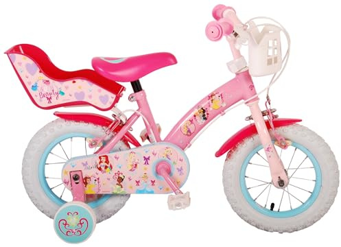 Disney Princess Kinderfahrrad - Mädchen - 12 Zoll - Rosa - Puppensitz - Zwei Handbremsen