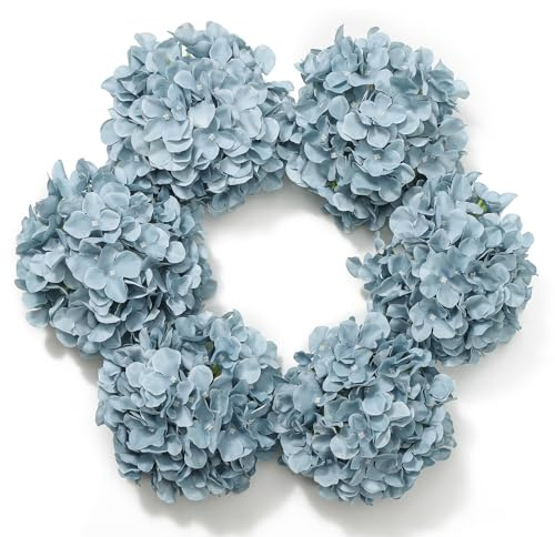 DuHouse Cabezas de hortensias Artificiales de Seda más Grandes con Tallo, Flores de hortensias Falsas para Boda, hogar, jardín, Centro de Mesa, Paquete de 6 (Gris Azul)