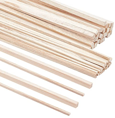 OLYCRAFT 60 Stück Balsaholz-Stäbchen Craft Wood Holzstäbe Quadratisch, Bastelbedarf für DIY-Projekte