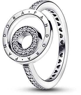 PANDORA Signature Logo Kreise Pavé-Ring in der Farbe Silber aus Sterling-Silber mit Cubic Zirkonia - Größe: 52, 192316C01-52