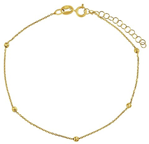 SILVEGO - AWFZD020BGY1 - Damen Armband aus 14 Karat 585 Gelbgold Ankerkette 0,8 mm mit Kugeln