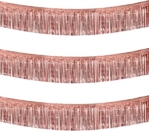 TONIFUL 3-Pakete Metallic Folie Fringe Girlande Rose Gold Wand Hängende Lametta Fringe Banner für Auto Parade Schwimmt Brautdusche Hochzeit Geburtstag Oster Graduation