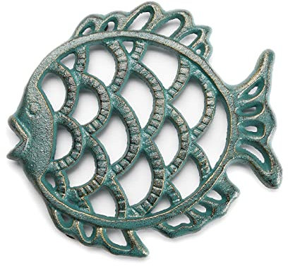 STCREE TQGJST35 - Salvamanteles de hierro fundido para ollas calientes para cocina y mesa de comedor, 15 x 18,5 cm, con clavijas de goma, diseño vintage decorativo