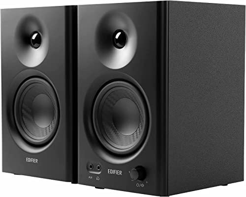 Edifier MR4 Powered Studio Monitor Speakers, 4 Active Near-Field Monitor Speaker - Black (Pair)