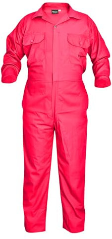 Red Men's Coverall Overalls Boiler Suit Coveralls Work Wear Mechanics Boilersuit (XL)