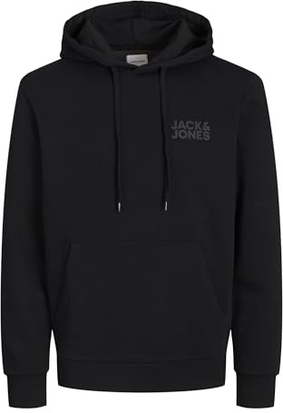 Jack & Jones Homme avec Logo Jjecorp Noos Sweatshirt À Capuche, Noir/Détail : Petit Imprimé/Noir, XXL EU