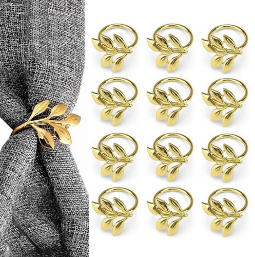 12 Piezas Anillos de Servilleta de Metal, Servilletero, Adecuado para Bodas, Navidad, Reuniones Familiares, Decoración de Mesa