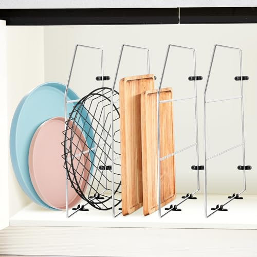 Blulu Backblech-Organizer, 45,7 x 50,8 cm, Trennwände für Schränke, Küchenschränke, vertikal, für Backbleche, Chrom-Pfannenregal, Aufbewahrungsdrähte für Küchenschränke (Silber)