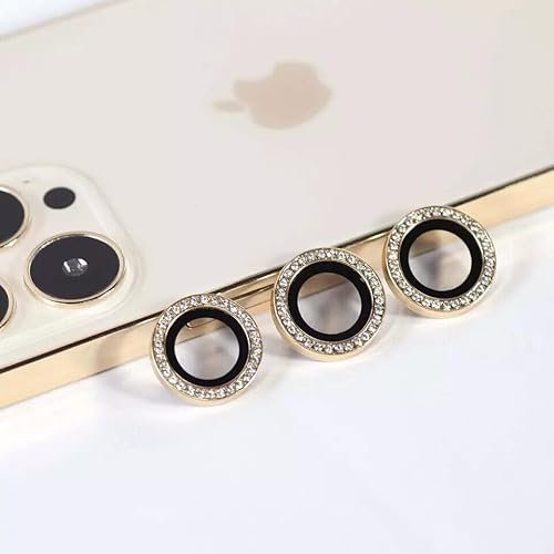TOFINZO iPhone 13 Camera Lens Protector Diamond Bling Camera Lens Protector For iPhone 11/12/13/14/15 Tempered Glass 9H HD (Gold, iPhone 12 Pro Max)