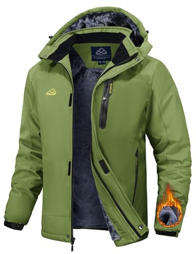 Rdruko Skijacke Herren Winterjacke Snowboardjacke Warme Fleece GefüTtert Winter Jacke Wasserdicht Funktionsjacke Männer Outdoor Wanderjacke mit Kapuze