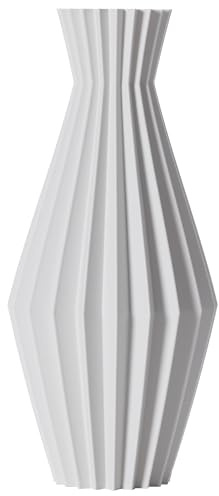 3D Vase Dekovase Daria L 30cm Bodenvase Vase Pampasgras Trockenblumen (Weiß)