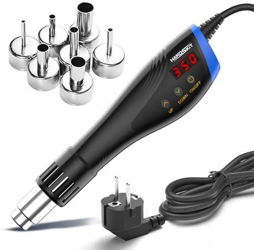 Mavaol Heißluftpistole, 600 W, digitale Temperaturregelung, einstellbare 100–550 ℃, mit 7 Düsen zum Löten, Schrumpfen, Einwickeln, Entlacken, Heimwerken und für den