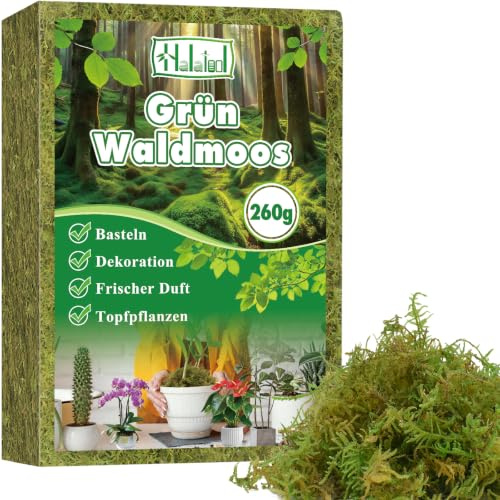 Halatool Sphagnum Moos Pflanzen 260g für Orchideen, Terrarien und Reptilien | Hohes Quellvolumen, saubere Fasern, natürliche Nährstoffe, sicheres Mikroklima, ideal für Garten, Moosstäbe und Umtopfen