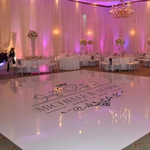 Autocollant en vinyle personnalisé pour sol de danse de mariage - Décoration de fête personnalisée (XXL 190 x 140 cm)