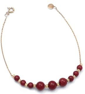 Bracelet femme or jaune 18 carats – Style raffiné avec pierres rouges éclatantes - 1.03 gr Or 750/1000 sans pierres– Cadeau délicat pour anniversaire ou fête – Salia Gold Paris