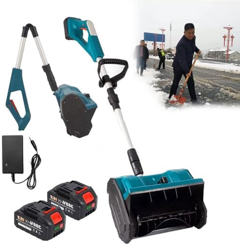 Electric Cordless Snow Shovel, Foldable Design with Adjustable Direction & Telescopic Pole for Easy Snow Removal on Driveways and School Roads, Includes 2 Batteries