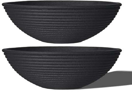 TerraDeco 18 - inch Handmade Classic Bowl - Concrete Planter (2 Packs | Concrete Composite | Ideal for Succulents, Courtyard Pillars & Staircase Corners