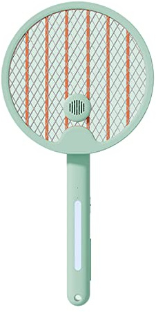 4-in-1 Elektrische Fliegenklatsche, Automatische Fliegenklatsche mit Licht, 3000 V Schock, Wiederaufladbar und tragbar, Elektrische Fliegenklatsche für Terrasse, Camping und (Grasgrün)