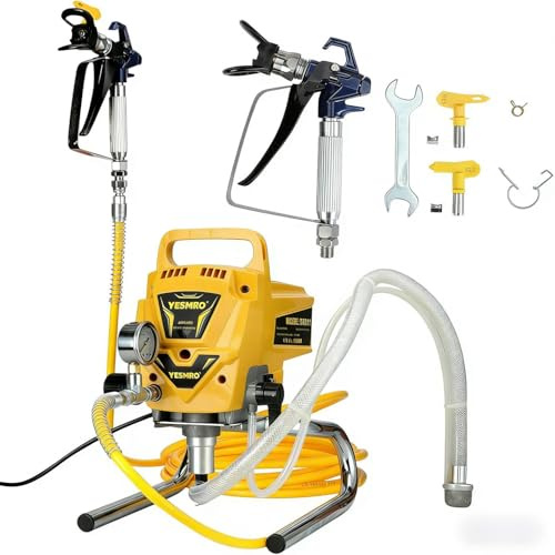 Pulvérisateur sans Air avec Tuyau Haute Pression,15 m²-2 Min,réglage de la Pression,pour peintures murales, Vernis & lasures à l'intérieur & à l'extérieur