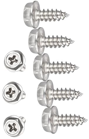 TA-VIGOR M4 x 12mm Self Tapping Screws, 25Pcs Phillips Head Metal Screws | 304 Stainless Steel Hex Washer Screws, Hex Flange Sheet Metal Screws for Metal, Plastic, Wood and DIY Projects